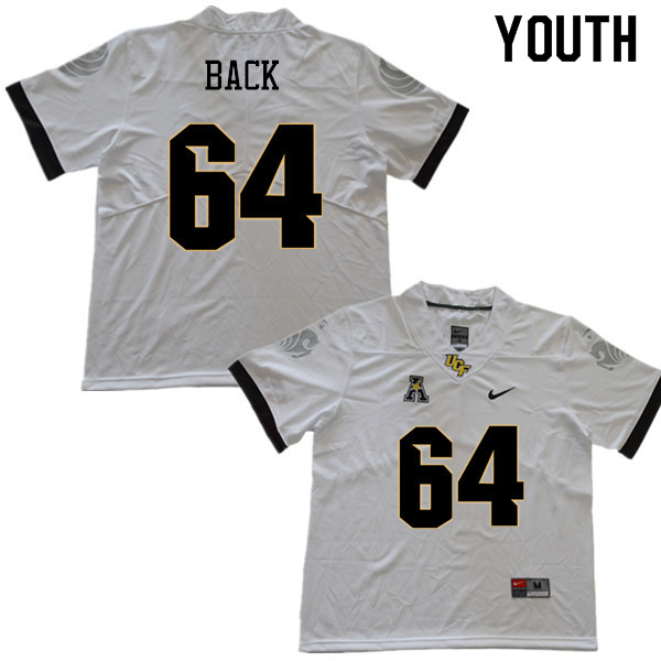 Youth #64 Kyle Back UCF Knights College Football Jerseys Sale-White